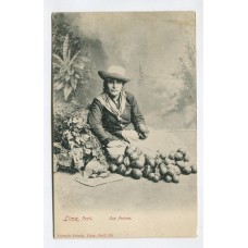 PERU RARA TARJETA POSTAL DE VENDEDORA DE FRUTAS CIRCULADA